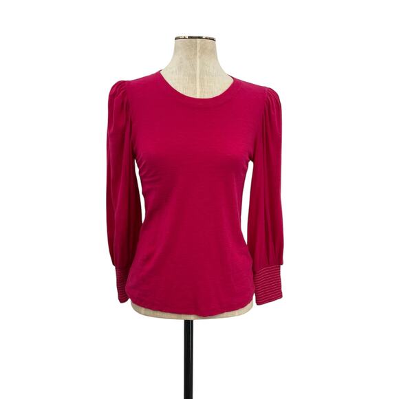 Nation‎ Ltd Loren Tee Blouse Top Puff Balloon Long Sleeve Berry Pink Size XS - Picture 1 of 8